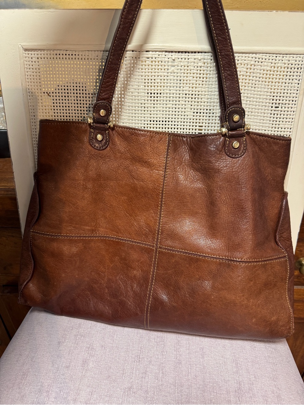 Liz Claiborne Brown Leather Shoulder Tote
